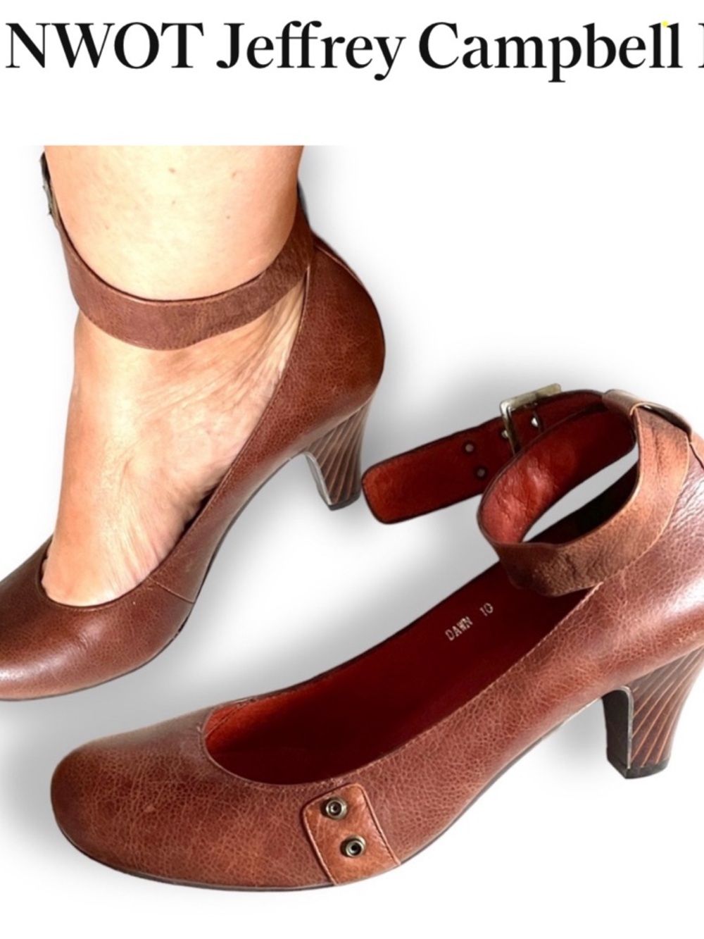 NWOT Jeffrey Campbell Brown Leather Strap Heel 
Pumps, new without box